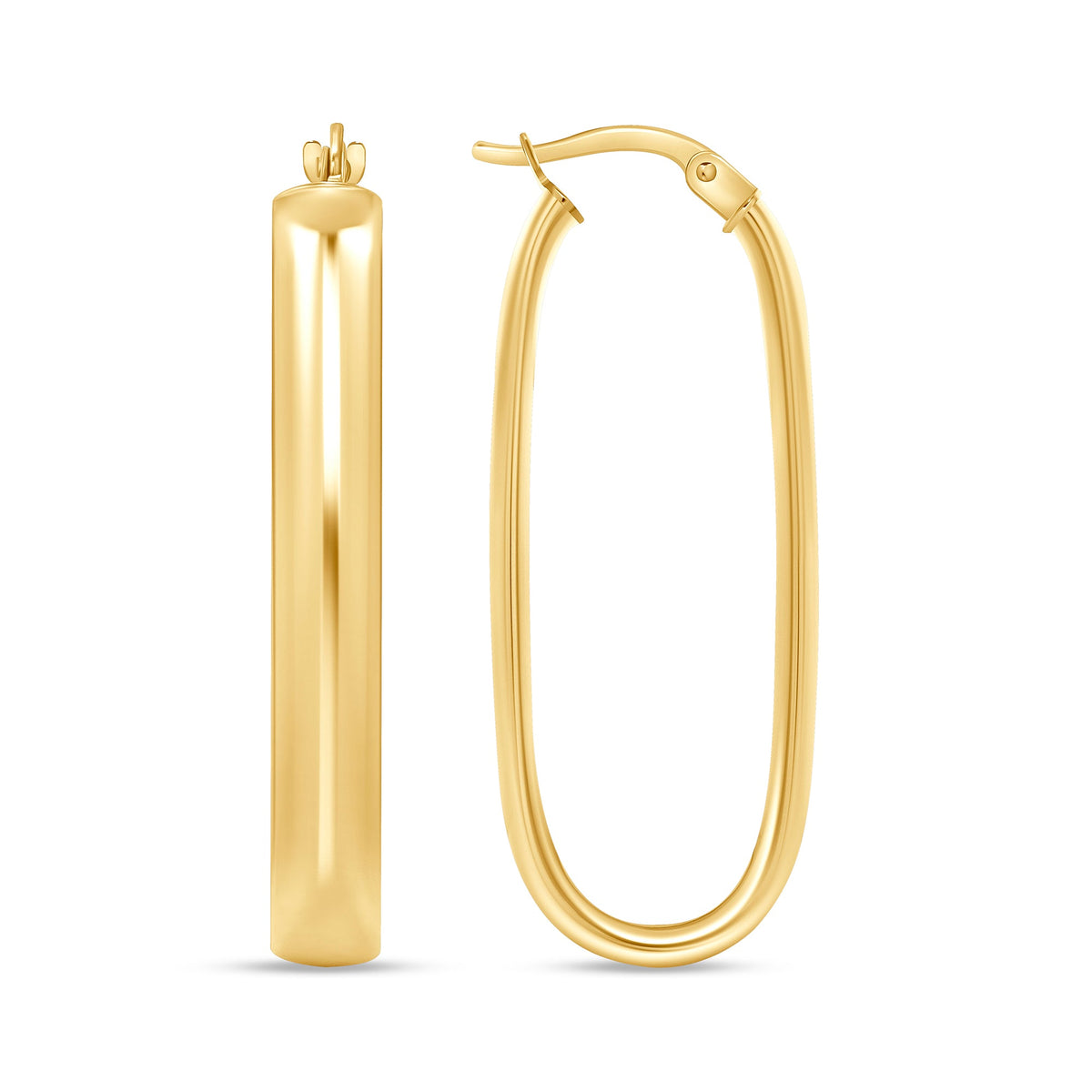 14K Gold Oval Hoop Earrings Earring ABGE-107-G  - Abtin & Co.
