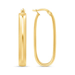14K Gold Oval Hoop Earrings Earring ABGE-107-G  - Abtin & Co.