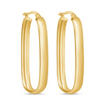 14K Gold Oval Hoop Earrings Earring ABGE-107-G  - Abtin & Co.