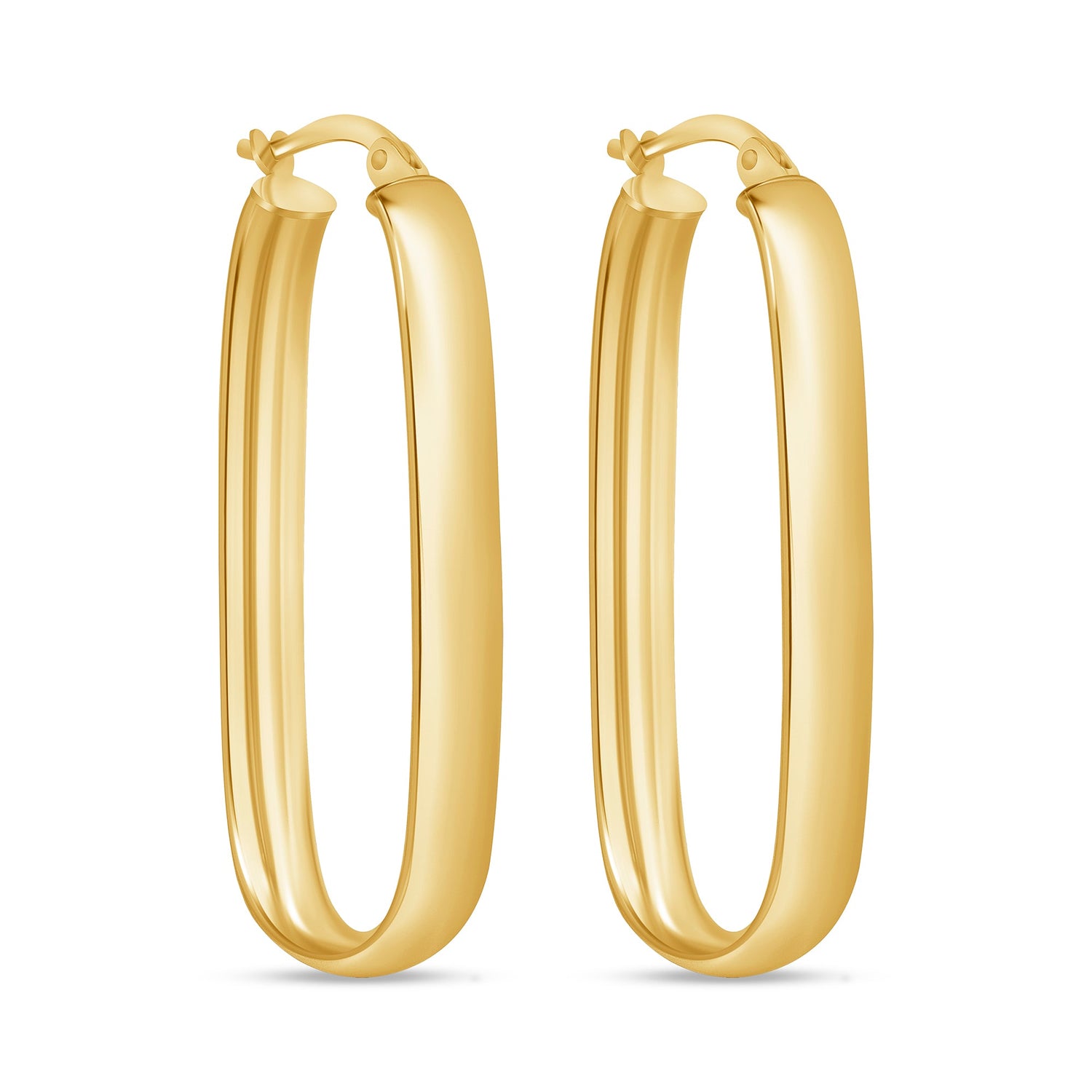 14K Gold Oval Hoop Earrings Earring ABGE-107-G  - Abtin & Co.