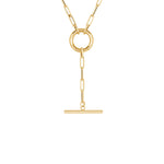 14K Gold Paperclip Link Toggle Lariat Necklace Necklace   - Abtin & Co.