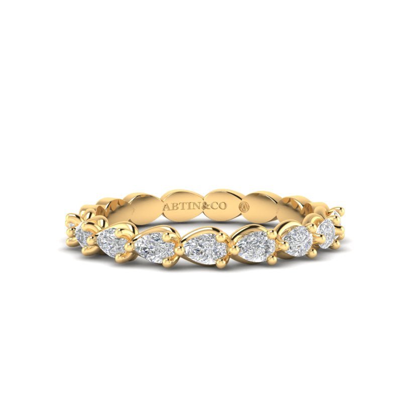 14K Gold Pear Cut Halfway East West Eternity Modern Prong Set Lab Grown Diamond Wedding Band Ring Pear Cut ABB-429.1-LGD  - Abtin & Co.