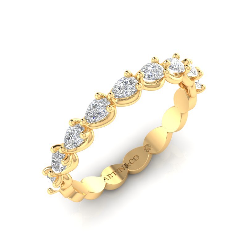 14K Gold Pear Cut Halfway East West Eternity Modern Prong Set Lab Grown Diamond Wedding Band Ring Pear Cut ABB-429.1-LGD  - Abtin & Co.