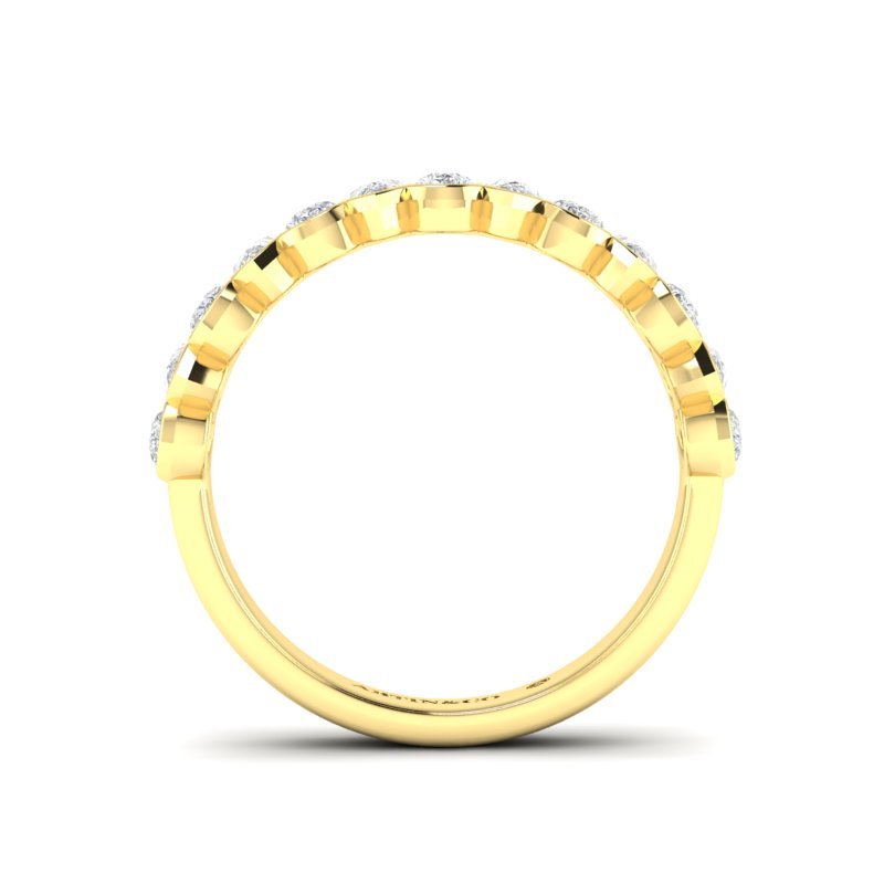 14K Gold Pear Cut Halfway Eternity Modern Half Bezel Set Lab Grown Diamond Wedding Band Ring Pear Cut ABB-412.1-LGD  - Abtin & Co.