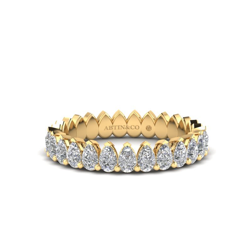 14K Gold Pear Cut Halfway Eternity Modern Prong Set Lab Grown Diamond Wedding Band Ring Pear Cut ABB-411.1-LGD  - Abtin & Co.