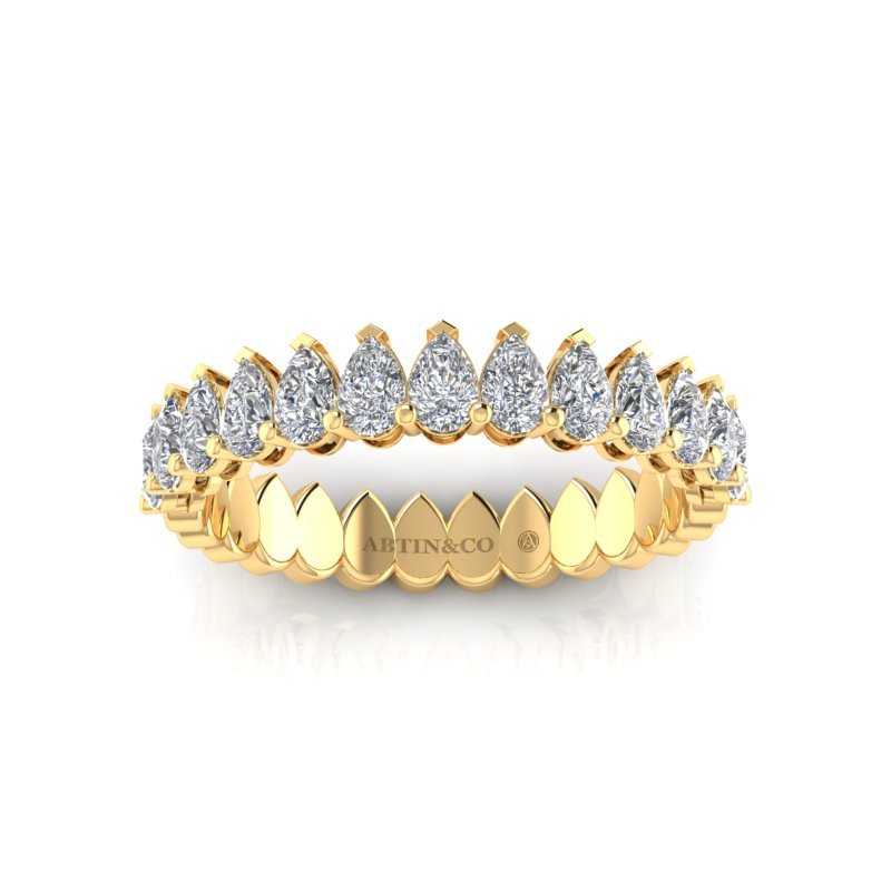14K Gold Pear Cut Halfway Eternity Modern Prong Set Lab Grown Diamond Wedding Band Ring Pear Cut ABB-411.1-LGD  - Abtin & Co.