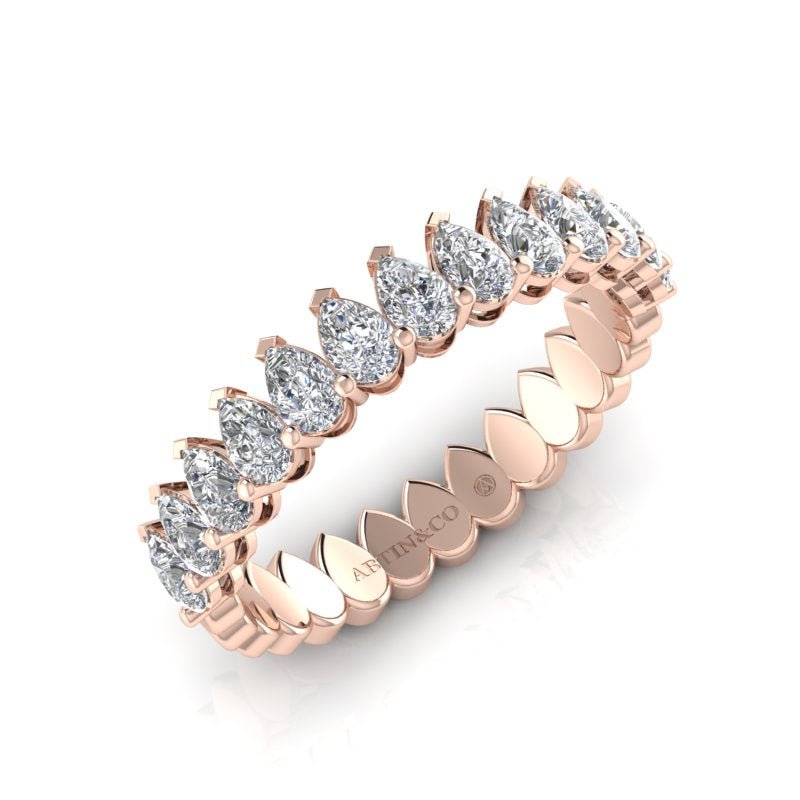 14K Gold Pear Cut Halfway Eternity Modern Prong Set Lab Grown Diamond Wedding Band Ring Pear Cut ABB-411.1-LGD  - Abtin & Co.