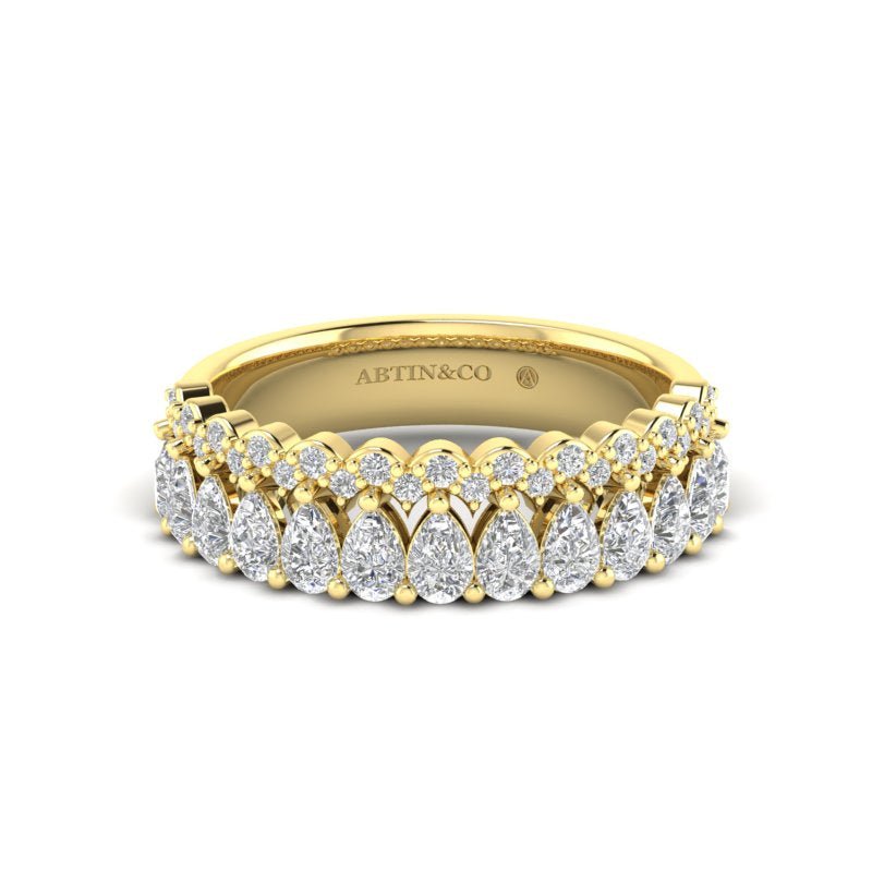 14K Gold Pear Cut & Round Halfway Eternity Prong Set Lab Grown Diamond Wedding Band Ring Pear Cut ABB-419.1-LGD  - Abtin & Co.