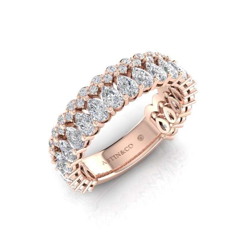 14K Gold Pear Cut & Round Three Quarter Way Eternity Prong Set Lab Grown Diamond Wedding Band Ring Pear Cut ABB-419.2-LGD  - Abtin & Co.