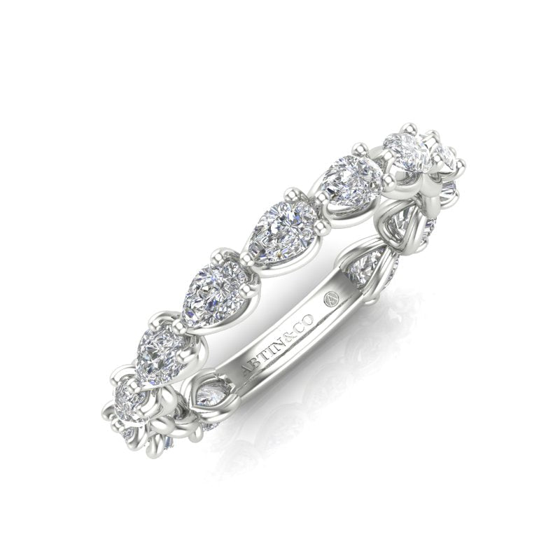 14K Gold Pear Cut Three Quarter Way East West Eternity Modern Prong Set Lab Grown Diamond Wedding Band Ring Pear Cut ABB-429.2-LGD  - Abtin & Co.