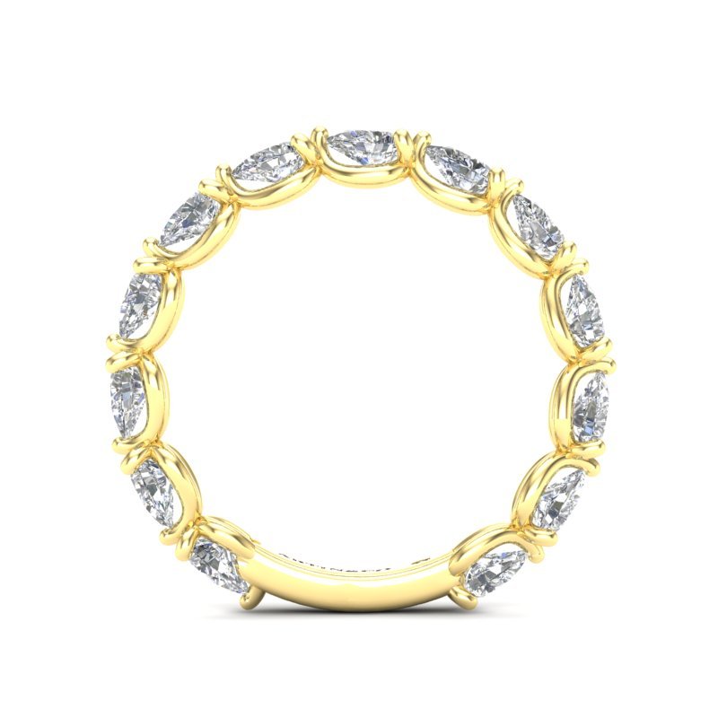 14K Gold Pear Cut Three Quarter Way East West Eternity Modern Prong Set Lab Grown Diamond Wedding Band Ring Pear Cut ABB-429.2-LGD  - Abtin & Co.
