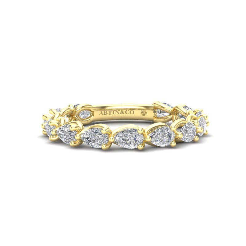 14K Gold Pear Cut Three Quarter Way East West Eternity Modern Prong Set Lab Grown Diamond Wedding Band Ring Pear Cut ABB-429.2-LGD  - Abtin & Co.