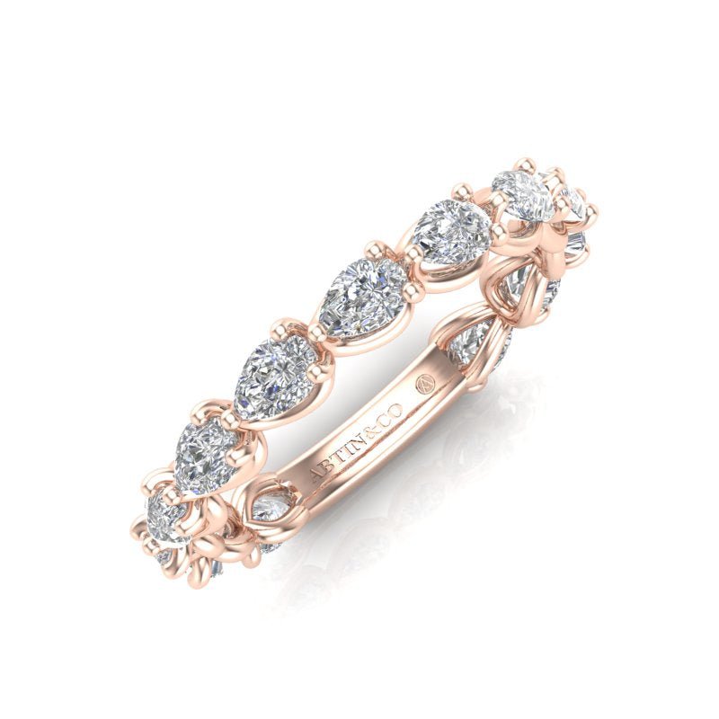 14K Gold Pear Cut Three Quarter Way East West Eternity Modern Prong Set Lab Grown Diamond Wedding Band Ring Pear Cut ABB-429.2-LGD  - Abtin & Co.