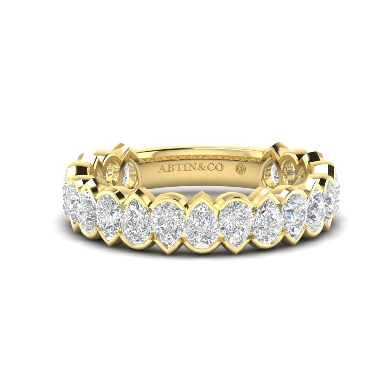 14K Gold Pear Cut Three Quarter Way Eternity Modern Half Bezel Set Lab Grown Diamond Wedding Band Ring Pear Cut ABB-412.2-LGD  - Abtin & Co.