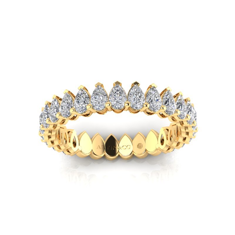 14K Gold Pear Cut Three Quarter Way Eternity Modern Prong Set Lab Grown Diamond Wedding Band Ring Pear Cut ABB-411.2-LGD  - Abtin & Co.
