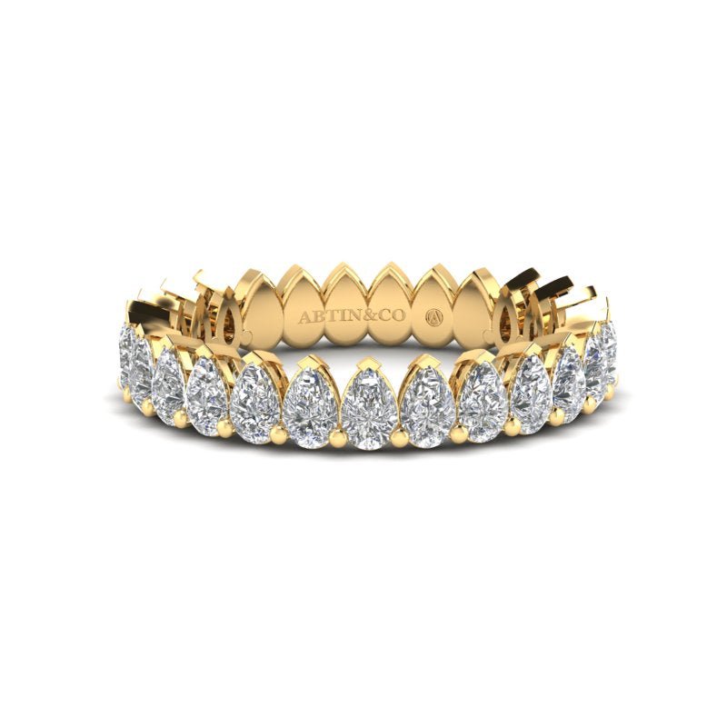 14K Gold Pear Cut Three Quarter Way Eternity Modern Prong Set Lab Grown Diamond Wedding Band Ring Pear Cut ABB-411.2-LGD  - Abtin & Co.
