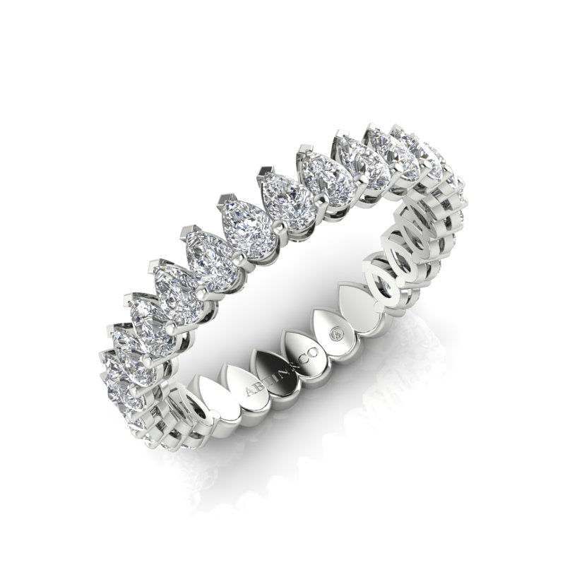 14K Gold Pear Cut Three Quarter Way Eternity Modern Prong Set Lab Grown Diamond Wedding Band Ring Pear Cut ABB-411.2-LGD  - Abtin & Co.