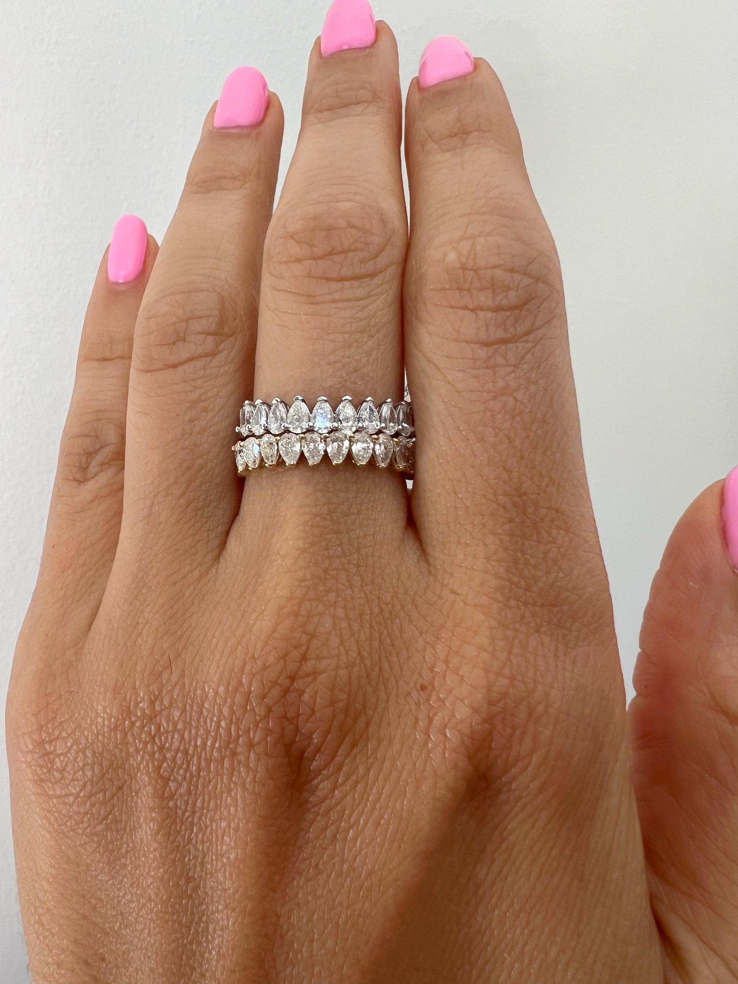 14K Gold Pear Cut Three Quarter Way Eternity Modern Prong Set Lab Grown Diamond Wedding Band Ring Pear Cut ABB-411.2-LGD  - Abtin & Co.