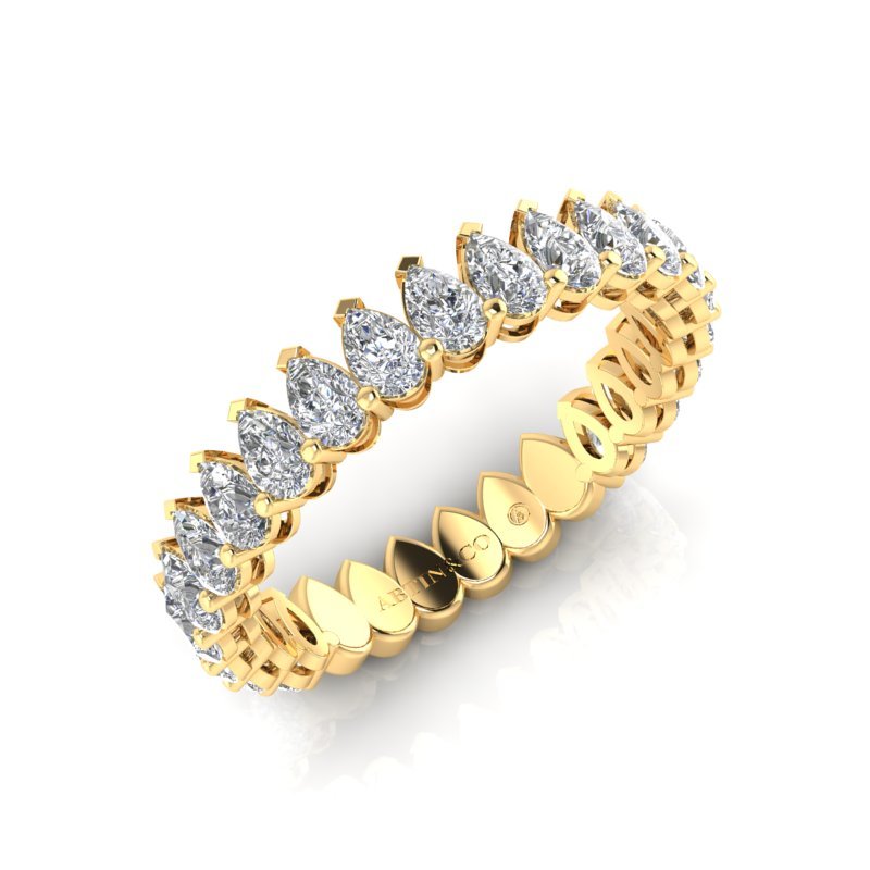 14K Gold Pear Cut Three Quarter Way Eternity Modern Prong Set Lab Grown Diamond Wedding Band Ring Pear Cut ABB-411.2-LGD  - Abtin & Co.