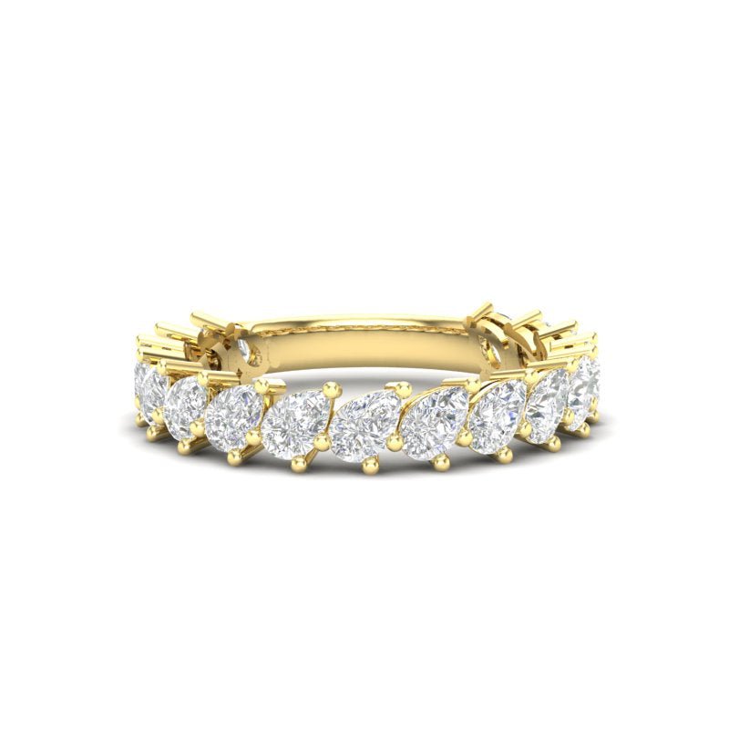 14K Gold Pear Cut Three Quarter Way Tilted Eternity Modern Prong Set Lab Grown Diamond Wedding Band Ring Pear Cut ABB-430.2-LGD  - Abtin & Co.