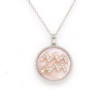 14K Gold Pink Mother of Pearl & Diamond Aquarius Zodiac Medallion Medallion ALP-227R-AQU.PM  - Abtin & Co.