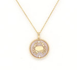 14K Gold Pink Mother of Pearl & Diamond Cancer Horoscope Medallion Medallion ALP-225Y-CAN.PM  - Abtin & Co.