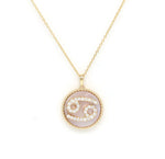 14K Gold Pink Mother of Pearl & Diamond Cancer Zodiac Medallion Medallion ALP-227Y-CAN.PM  - Abtin & Co.
