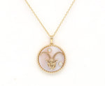 14K Gold Pink Mother of Pearl & Diamond Capricorn Horoscope Medallion Medallion ALP-225Y-CAP.PM-1  - Abtin & Co.