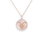 14K Gold Pink Mother of Pearl & Diamond Capricorn Horoscope Medallion Medallion ALP-225Y-CAP.PM-1  - Abtin & Co.