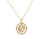 14K Gold Pink Mother of Pearl & Diamond Leo Horoscope Medallion Medallion ALP-225Y-LEO.PM  - Abtin & Co.