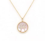 14K Gold Pink Mother of Pearl & Diamond Pisces Zodiac Medallion Medallion ALP-227Y-PIS.PM  - Abtin & Co.