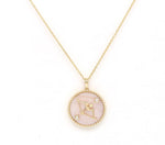 14K Gold Pink Mother of Pearl & Diamond Sagittarius Horoscope Medallion Medallion ALP-225Y-SAG.PM  - Abtin & Co.