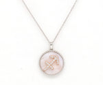 14K Gold Pink Mother of Pearl & Diamond Sagittarius Zodiac Medallion Medallion ALP-227Y-SAG.PM  - Abtin & Co.
