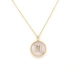 14K Gold Pink Mother of pearl & Diamond Scorpio Zodiac Medallion Medallion ALP-227Y-SCO.PM  - Abtin & Co.