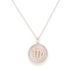 14K Gold Pink Mother of Pearl & Diamond Virgo Zodiac Medallion Medallion ALP-227Y-VIR.PM  - Abtin & Co.