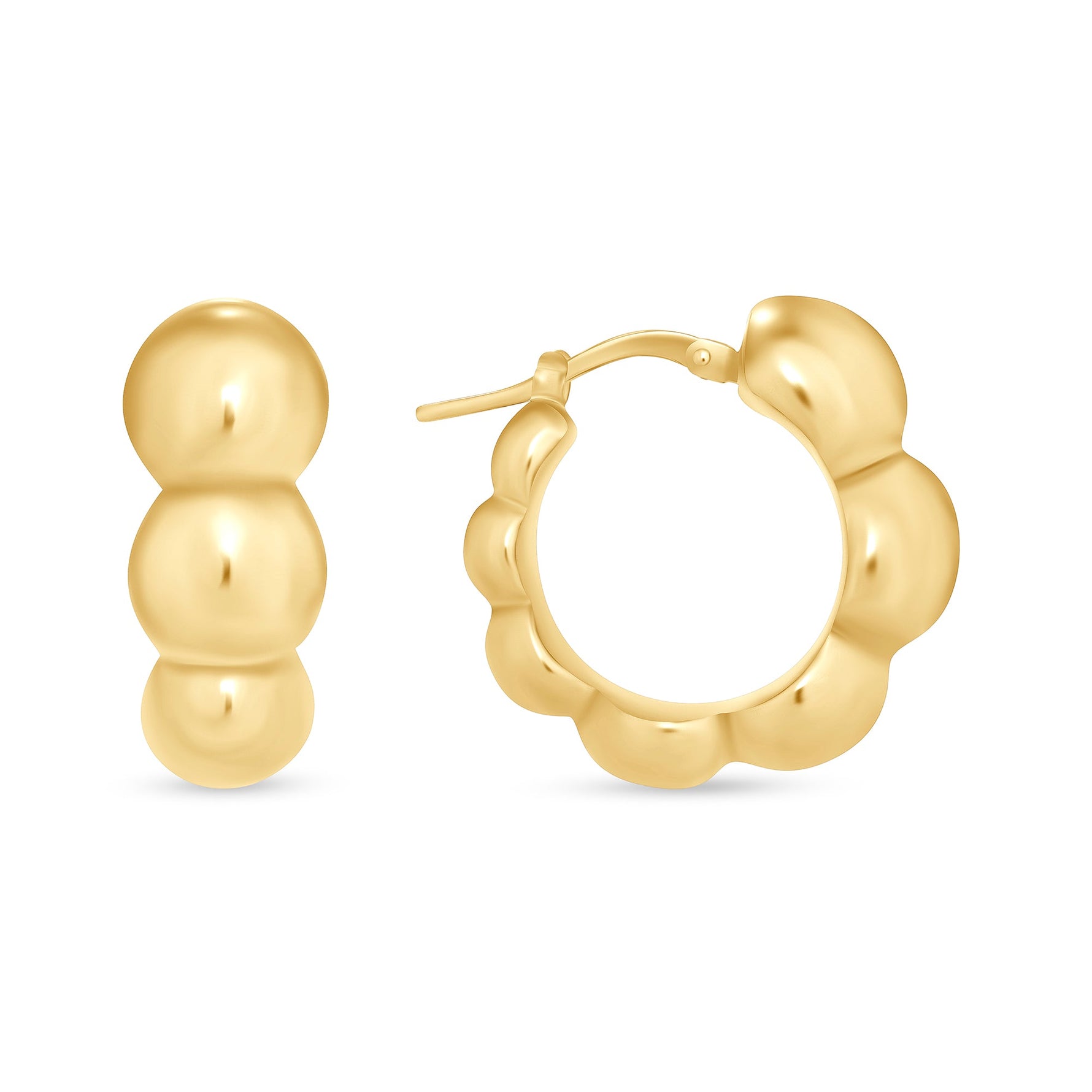 14K Gold Puffy Croissant Hoops Earring ABGE-135-G  - Abtin & Co.