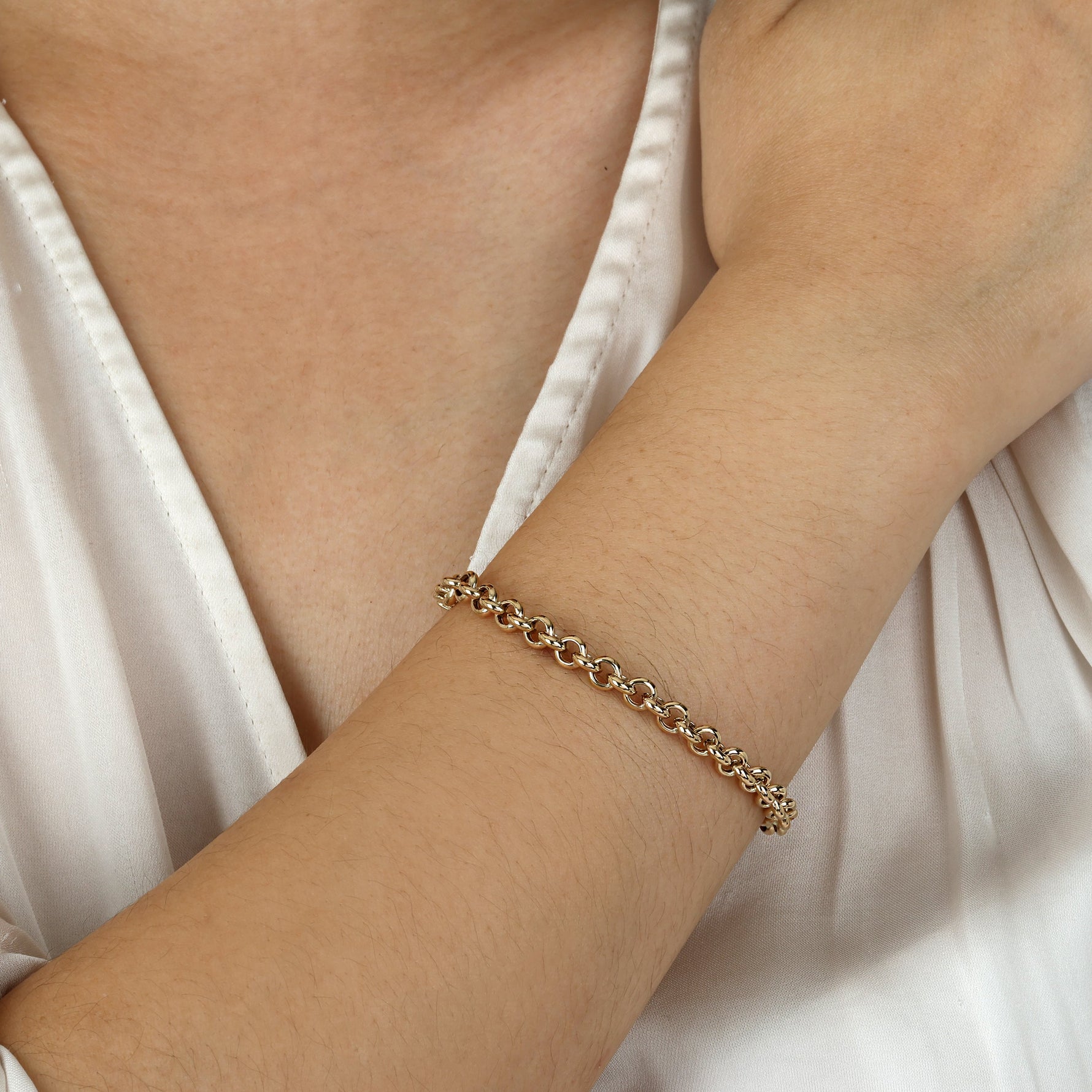 14K Gold Rolo Oval Chain Link Bracelet Bracelet ABGBR-105-G  - Abtin & Co.