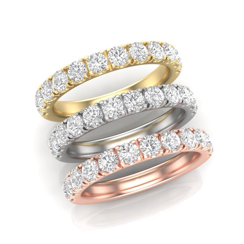 14K Gold Round Halfway Eternity 4 Prong Set Lab Grown Diamond Wedding Band Ring Round Cut ABB-253.5-LGD-43  - Abtin & Co.
