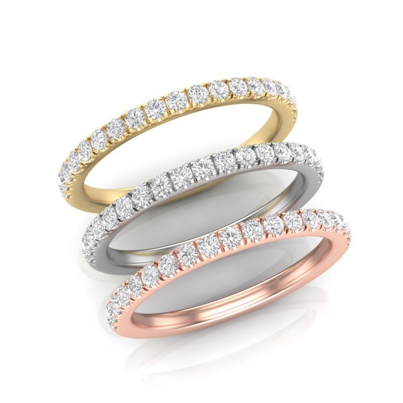 14K Gold Round Halfway Eternity 4 Prong Set Lab Grown Diamond Wedding Band Ring Round Cut ABB-253.1-LGD-43  - Abtin & Co.