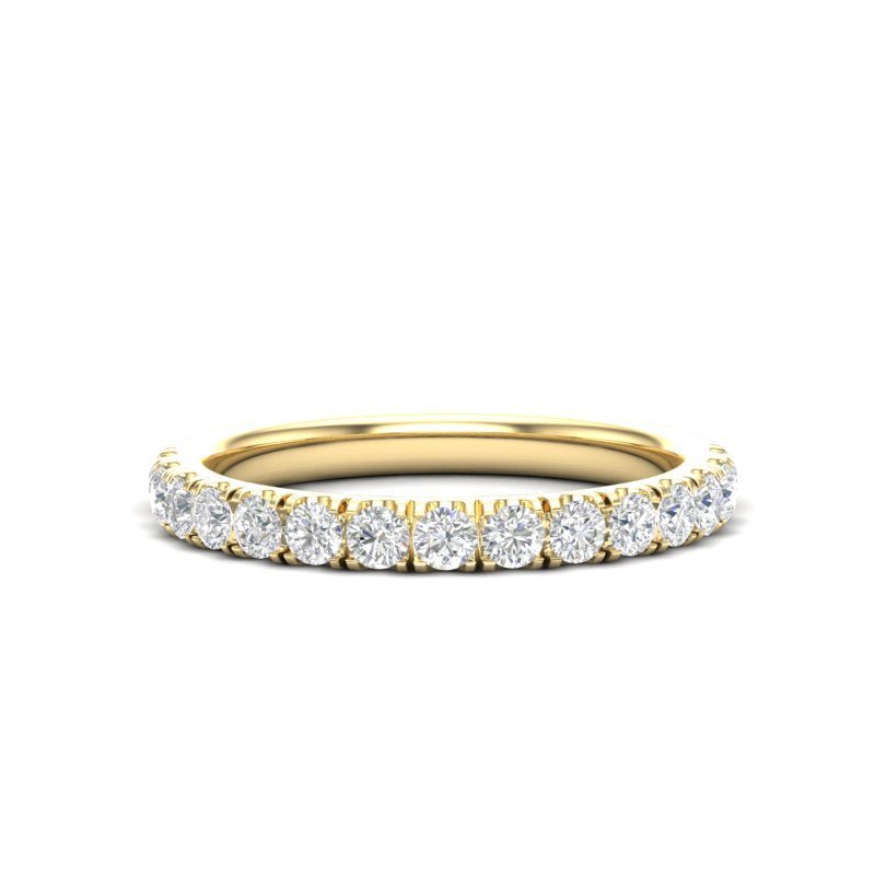 14K Gold Round Halfway Eternity 4 Prong Set Lab Grown Diamond Wedding Band Ring Round Cut ABB-253.3-LGD-1  - Abtin & Co.