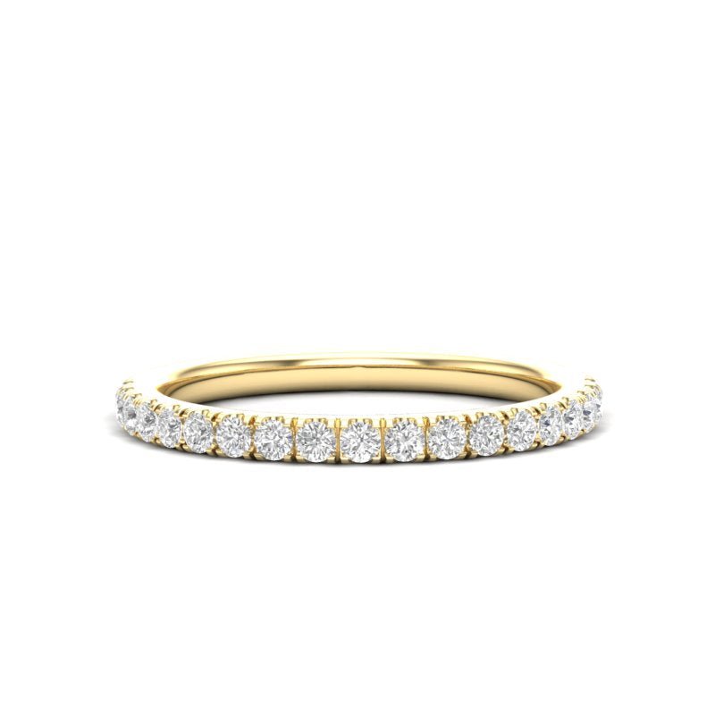 14K Gold Round Halfway Eternity 4 Prong Set Lab Grown Diamond Wedding Band Ring Round Cut ABB-253.1-LGD-1  - Abtin & Co.