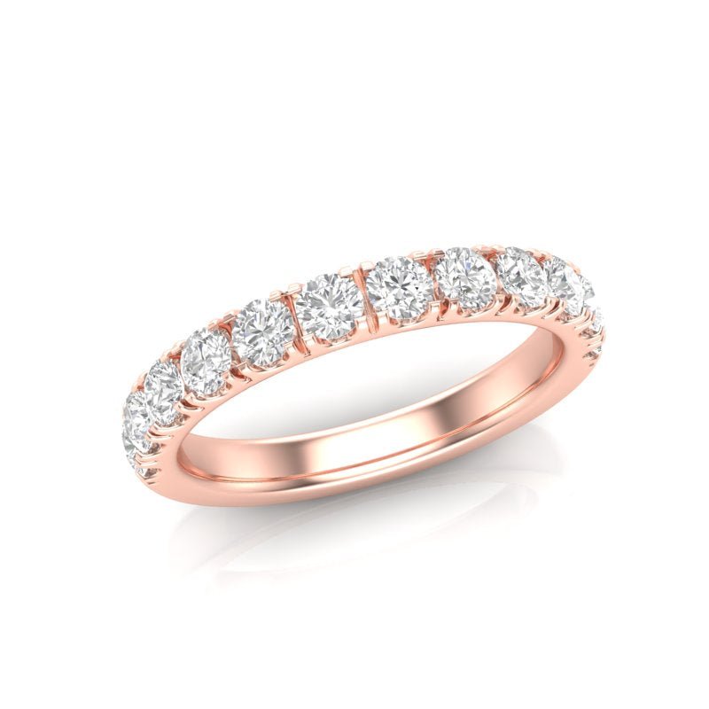 14K Gold Round Halfway Eternity 4 Prong Set Lab Grown Diamond Wedding Band Ring Round Cut ABB-253.5-LGD-43  - Abtin & Co.