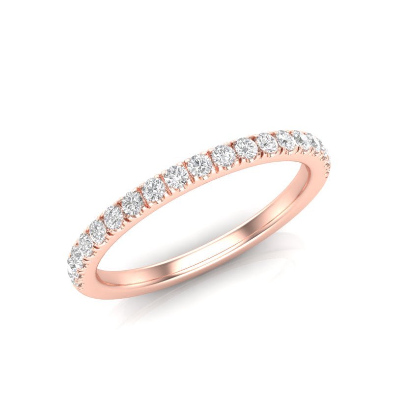 14K Gold Round Halfway Eternity 4 Prong Set Lab Grown Diamond Wedding Band Ring Round Cut ABB-253.1-LGD-43  - Abtin & Co.