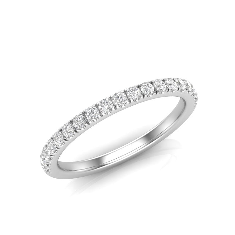 14K Gold Round Halfway Eternity 4 Prong Set Lab Grown Diamond Wedding Band Ring Round Cut ABB-253.1-LGD-1  - Abtin & Co.