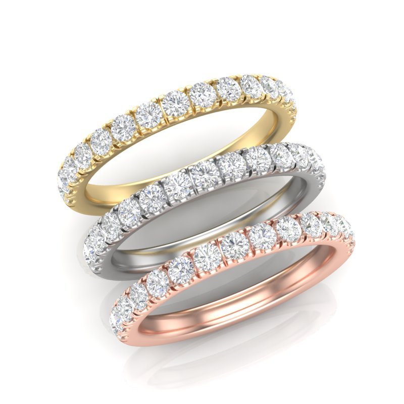 14K Gold Round Halfway Eternity 4 Prong Set Lab Grown Diamond Wedding Band Ring Round Cut ABB-253.3-LGD-43  - Abtin & Co.