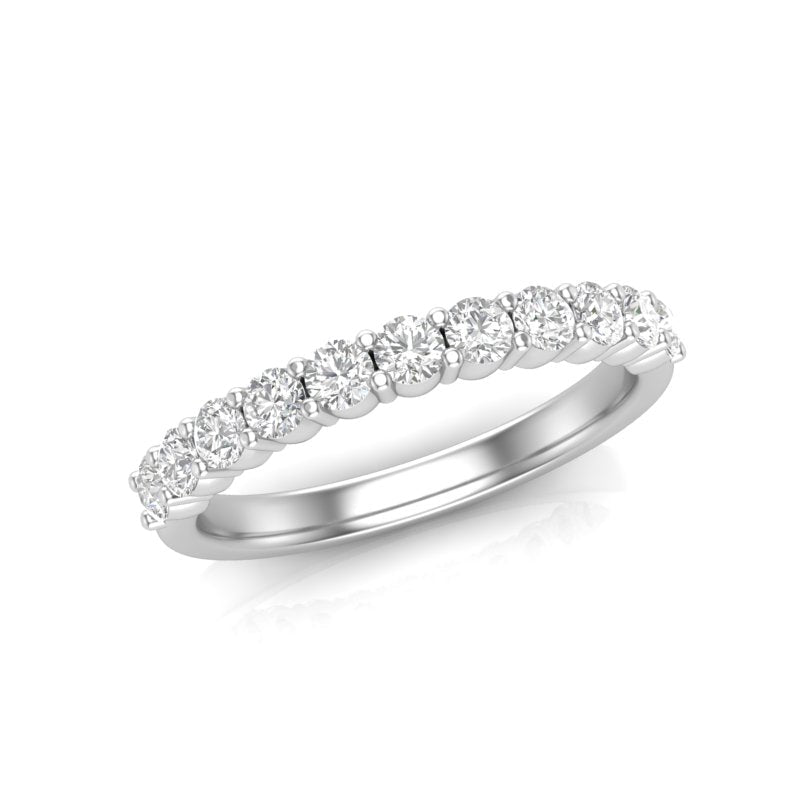 14K Gold Round Halfway Eternity Classic Prong Set Lab Grown Diamond Wedding Band Ring Round Cut ABB-159.1-LGD-1  - Abtin & Co.