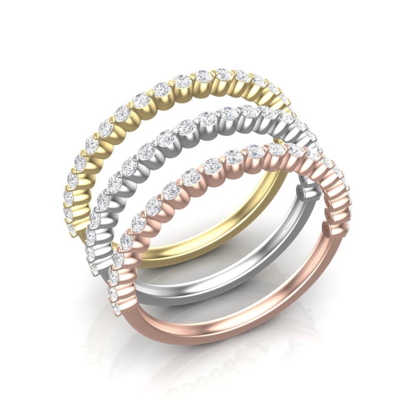 14K Gold Round Halfway Eternity Floating Set Lab Grown Diamond Wedding Band Ring Round Cut ABB-140-LGD  - Abtin & Co.