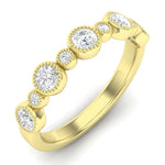 14K Gold Round Halfway Eternity Milgrain Alternating Bezel Set Lab Grown Diamond Wedding Band Ring Round Cut ABB-104.1-LGD-22  - Abtin & Co.