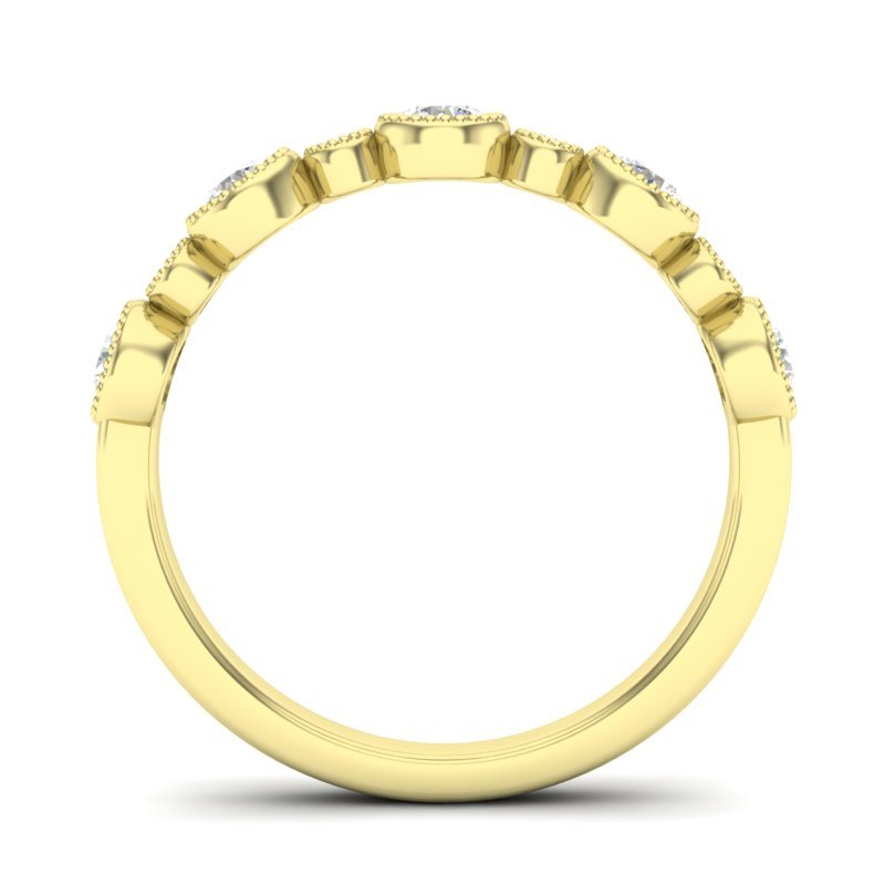 14K Gold Round Halfway Eternity Milgrain Alternating Bezel Set Lab Grown Diamond Wedding Band Ring Round Cut ABB-104.1-LGD-22  - Abtin & Co.