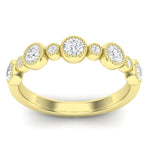 14K Gold Round Halfway Eternity Milgrain Alternating Bezel Set Lab Grown Diamond Wedding Band Ring Round Cut ABB-104.1-LGD-22  - Abtin & Co.